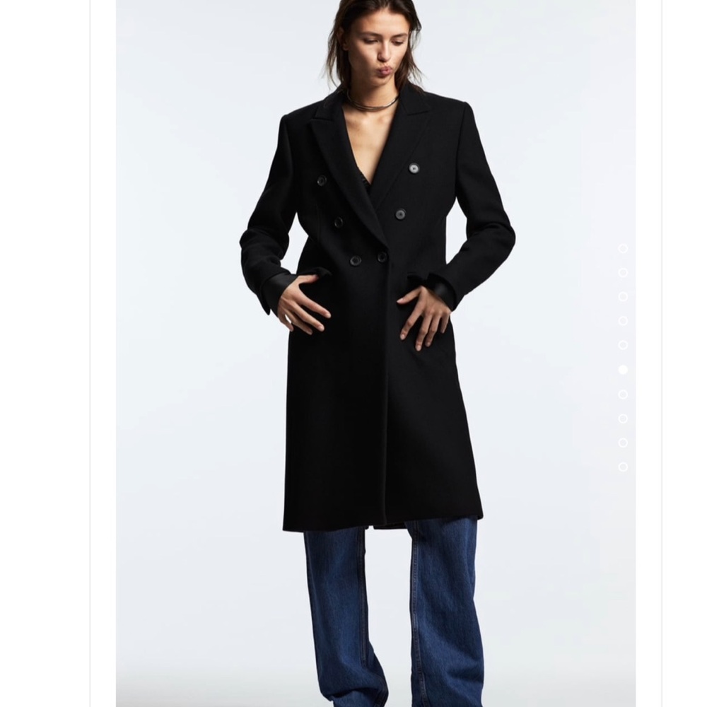 Zara manteco coat Black Double-Breasted Coat